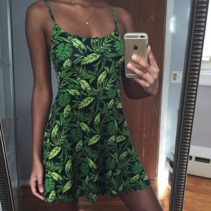 *sold* Green Jungle Leave Skater Dress